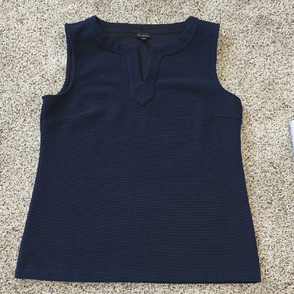Talbots Navy Textured Sleeveless Tank Top